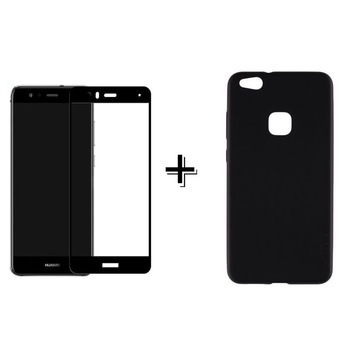Pachet Folie Sticla 3D Negru + Husa silicon Neagra Huawei P10 LITE Pachet Folie Sticla 3D Negru + Husa silicon Neagra Huawei P10 LITE