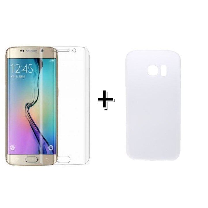 Pachet Folie Sticla 3D Transparent + Husa silicon Transparenta Samsung Galaxy S7 Edge