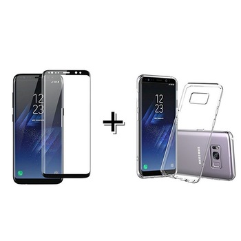 Pachet Folie Sticla 3D + Husa silicon Transparenta Samsung Galaxy S8 Plus Full Pachet Folie Sticla 3D + Husa silicon Transparenta Samsung Galaxy S8 Plus Full