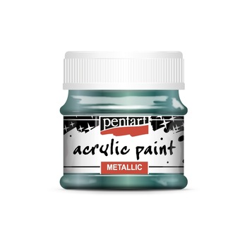 Vopsea acrilica metalizata pe baza de apa Pentart - verde albastrui, 50 ml Vopsea acrilica metalizata pe baza de apa Pentart - verde albastrui, 50 ml