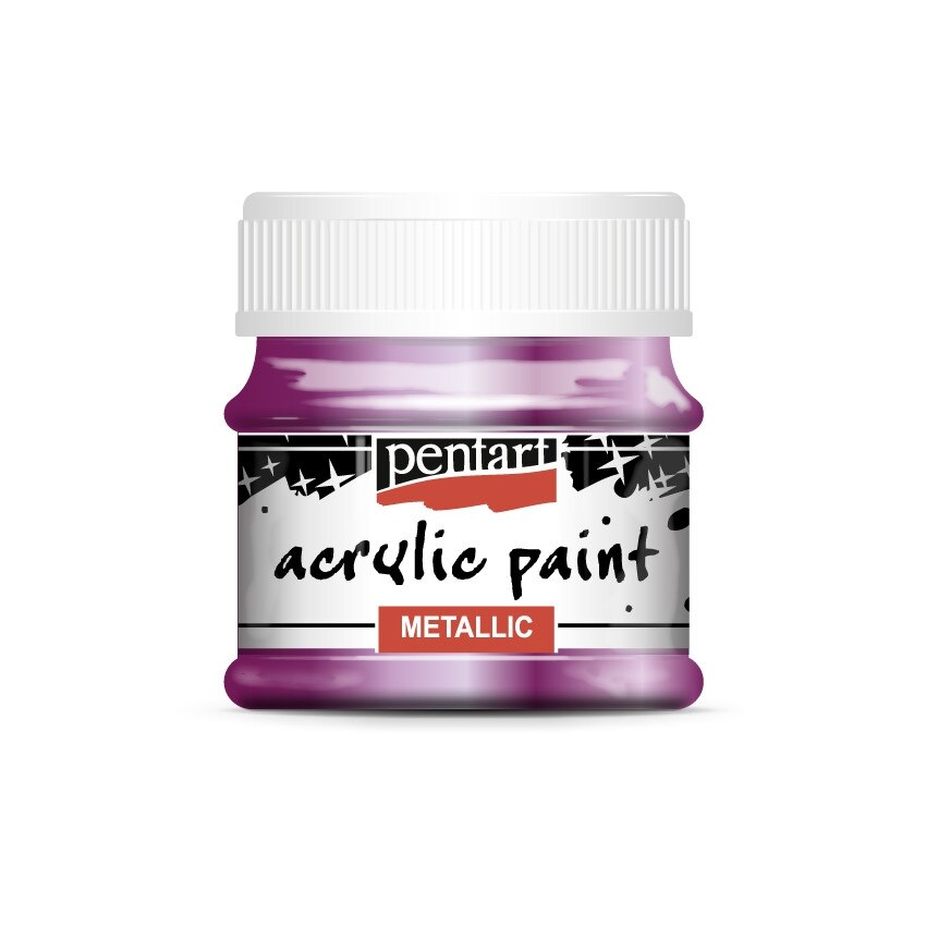 Vopsea acrilica metalizata pe baza de apa Pentart - mov deschis, 50 ml