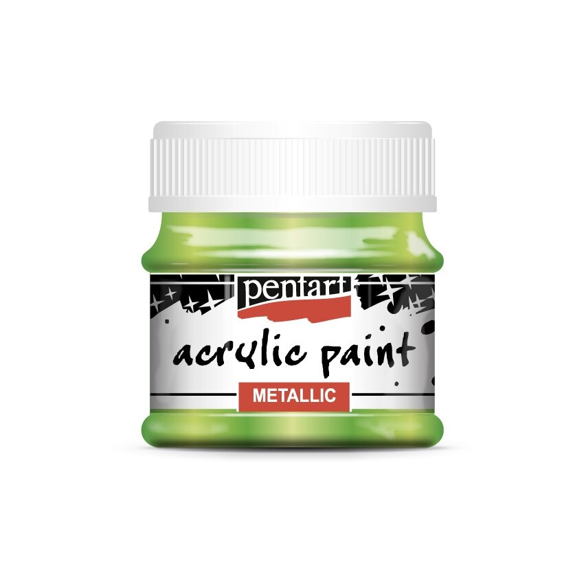 Vopsea acrilica metalizata pe baza de apa Pentart - verde deschis, 50 ml