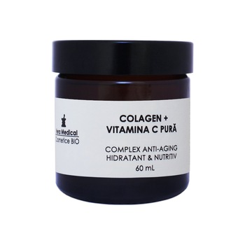 Colagen + Vitamina C pura, Complex anti-aging hidratant si nutritiv, Hera Medical Cosmetice BIO, 60 ml Colagen + Vitamina C pura, Complex anti-aging hidratant si nutritiv, Hera Medical Cosmetice BIO, 60 ml