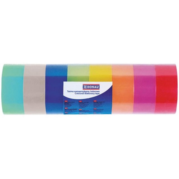 Set 8 benzi adezive transparent color Donau-18mm x18 m