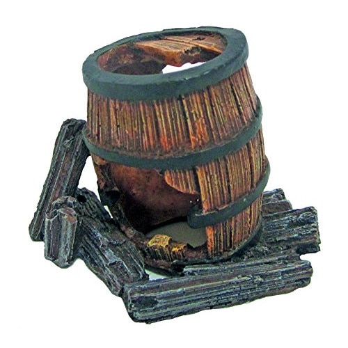 Decor pentru acvariu butoi de lemn gaurit L