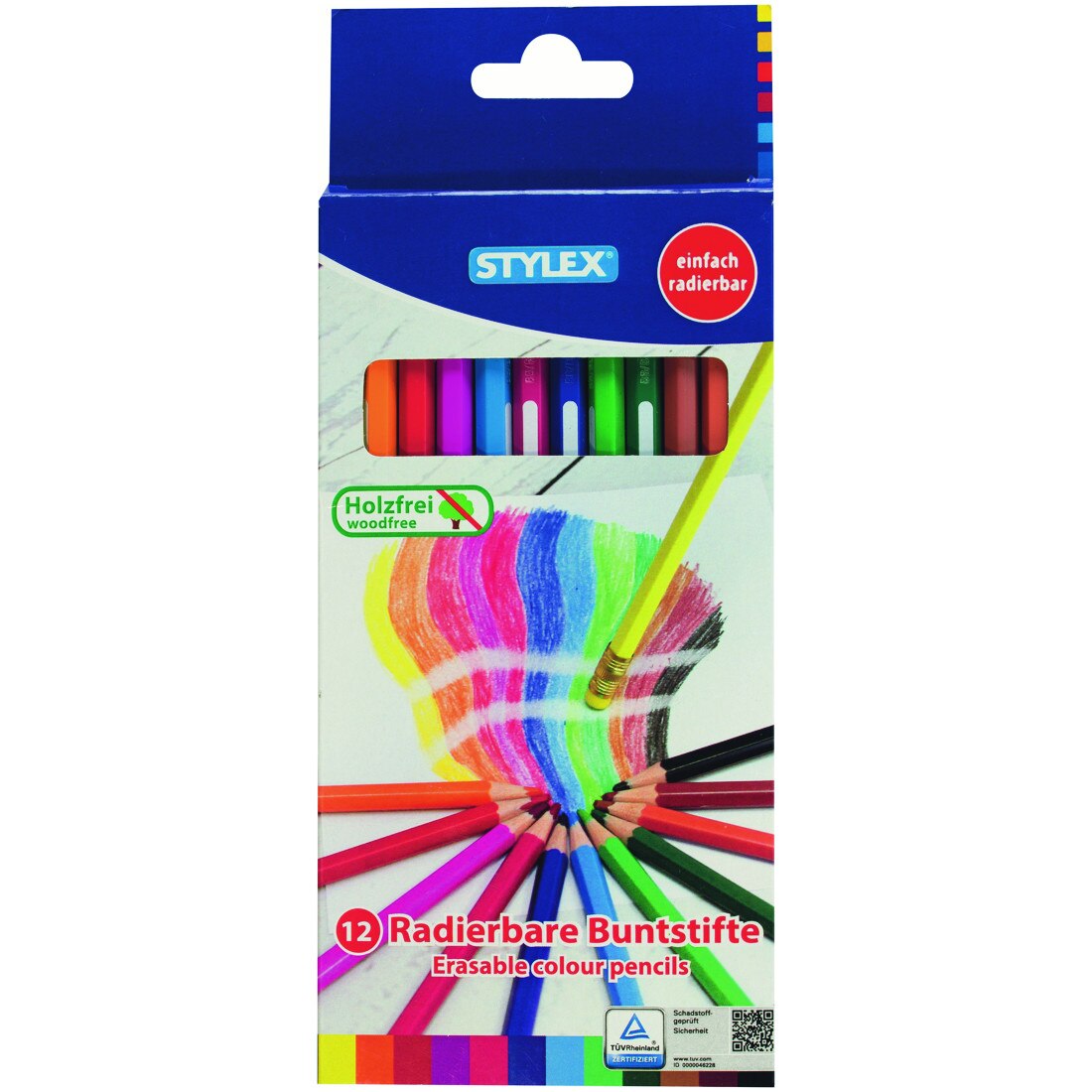 Creioane colorate Stylex cu radiera 12 culori