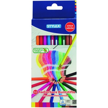 Creioane colorate Stylex cu radiera 12 culori Creioane colorate Stylex cu radiera 12 culori