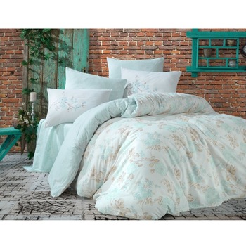 Lenjerie de pat bumbac Hobby EVA VERDE, pentru 2 persoane, lenjerie pat dublu, 4 piese, 200x220 / 50x70, 100% bumbac ranforce Lenjerie de pat bumbac Hobby EVA VERDE, pentru 2 persoane, lenjerie pat dublu, 4 piese, 200x220 / 50x70, 100% bumbac ranforce