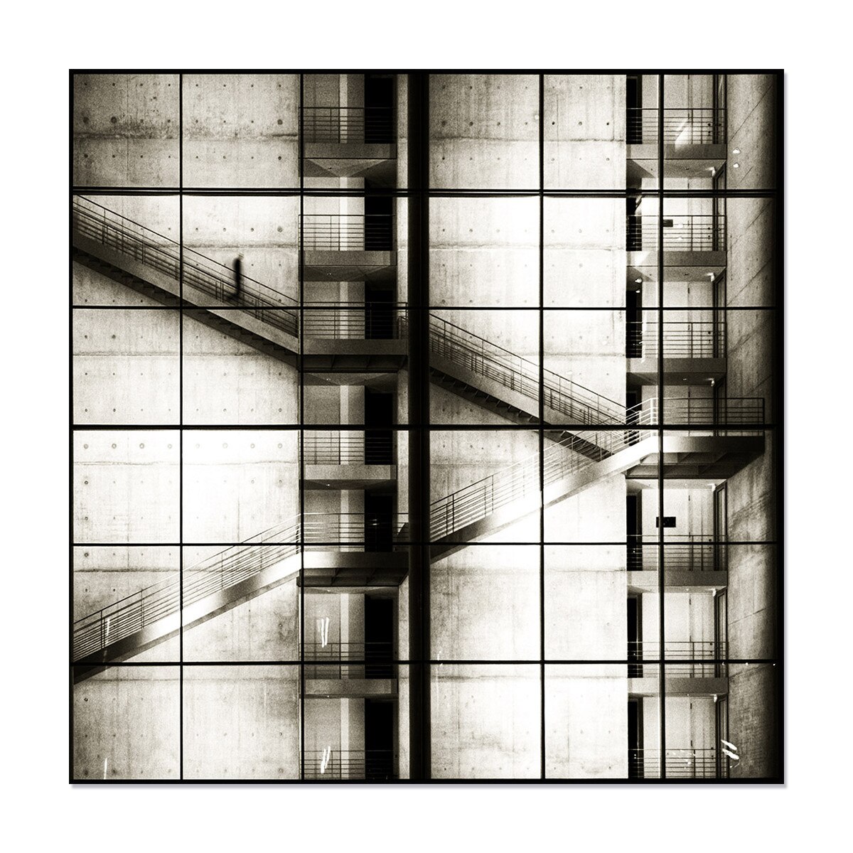 Tablou Canvas - Scari, Abstract, Arhitectura, Alb/Negru, 100 x 100 cm