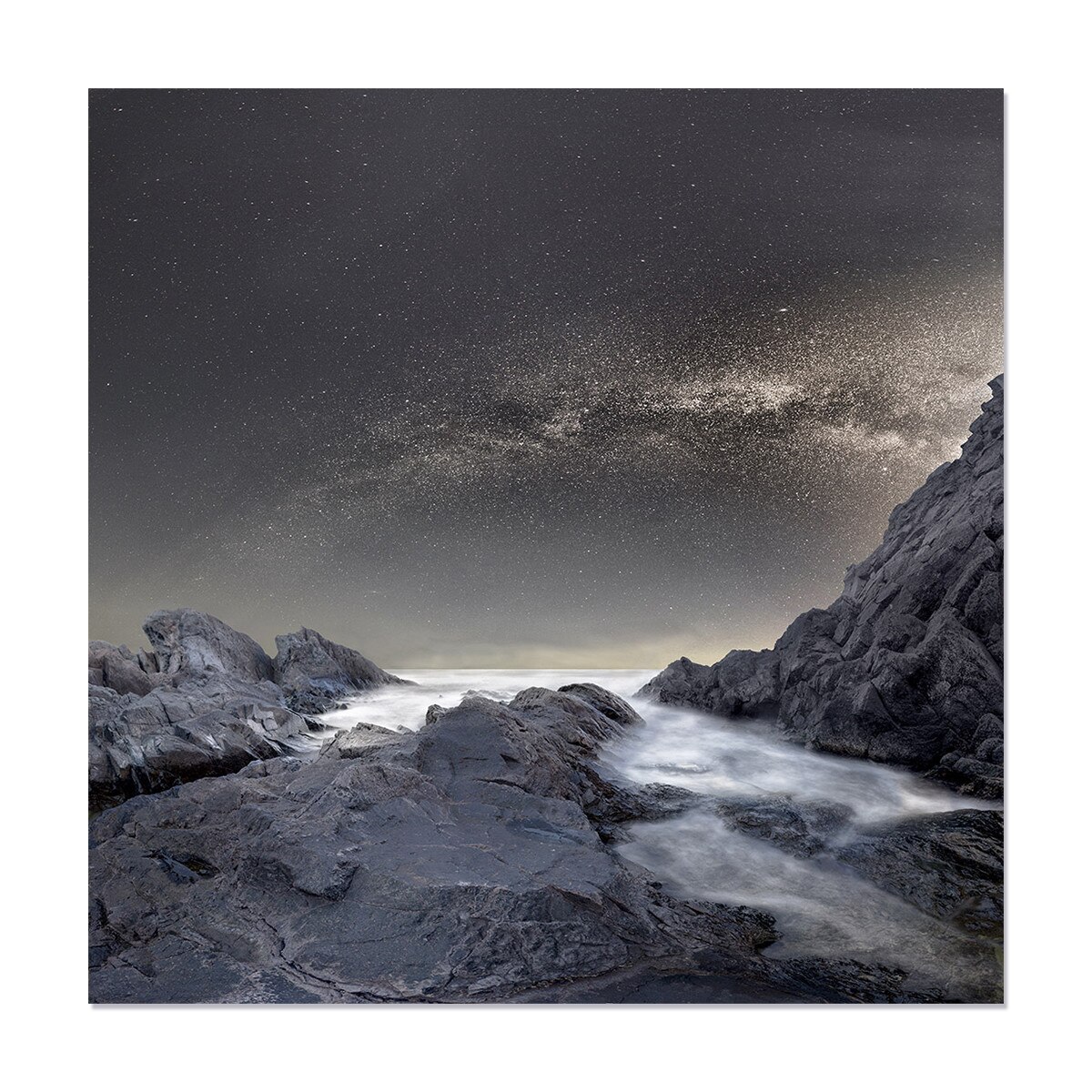 Tablou Canvas - Stanca, Mare, Valuri, Noapte, Stele, Lumini, 100 x 100 cm
