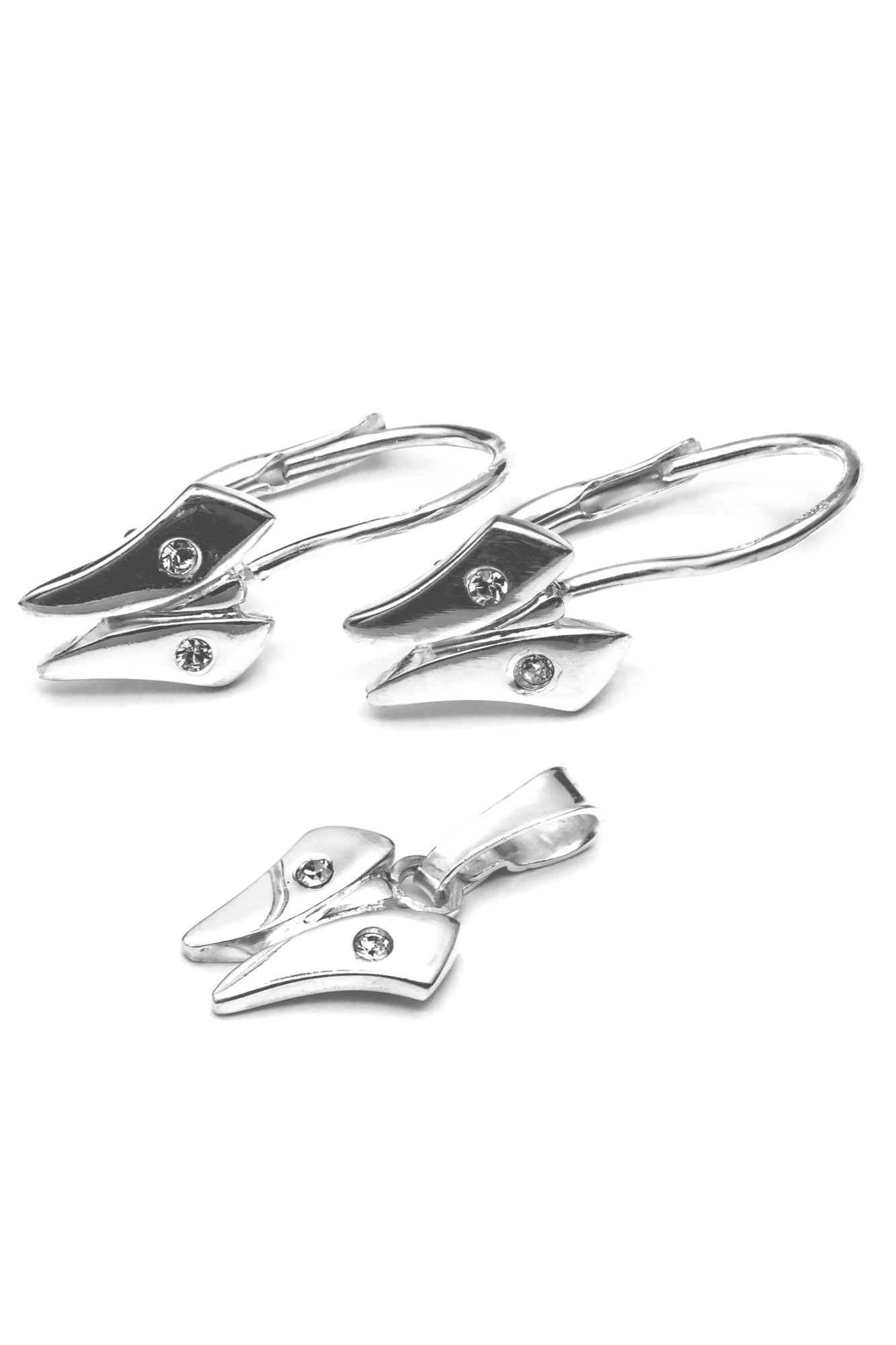 Set din argint 925, Eurosilver, cu cristale Swarovski, alb