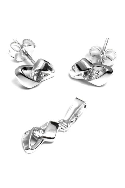 Set din argint 925,Eurosilver,cu zirconiu de 5mm,alb