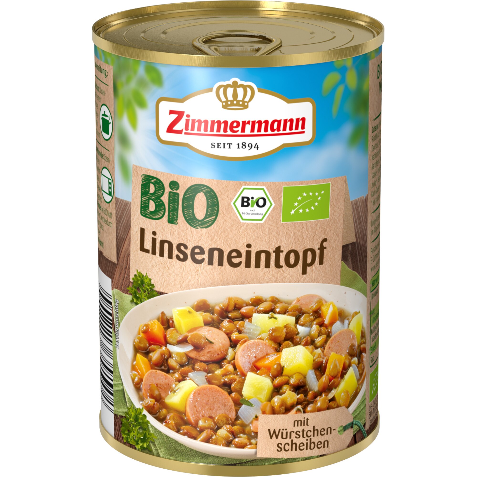 Mancare de linte cu bucati de carnati 400g Zimmermann Bio