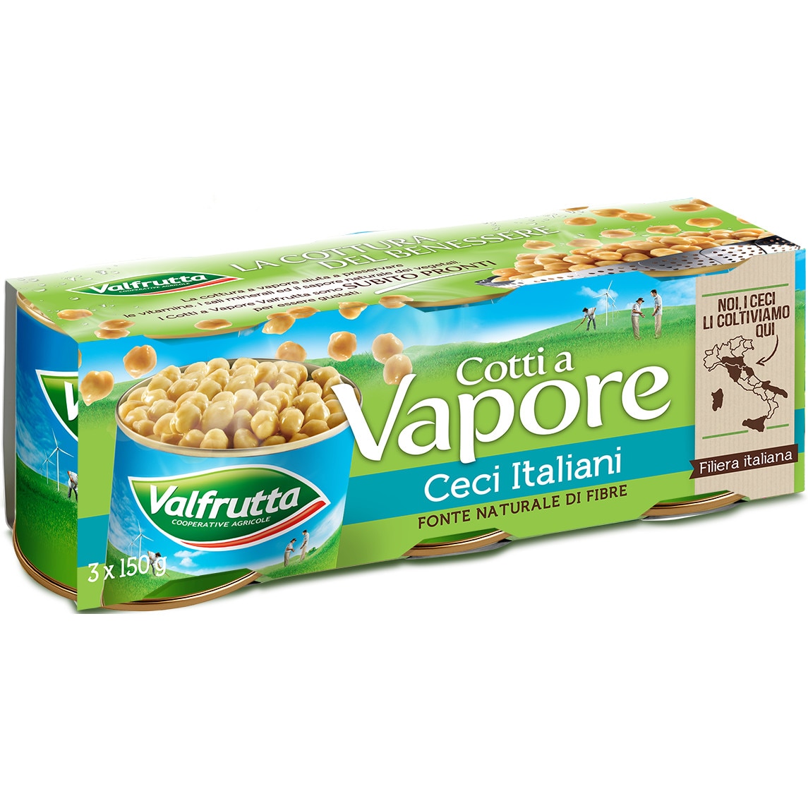 Naut pre-gatit la abur 3x150g Valfrutta