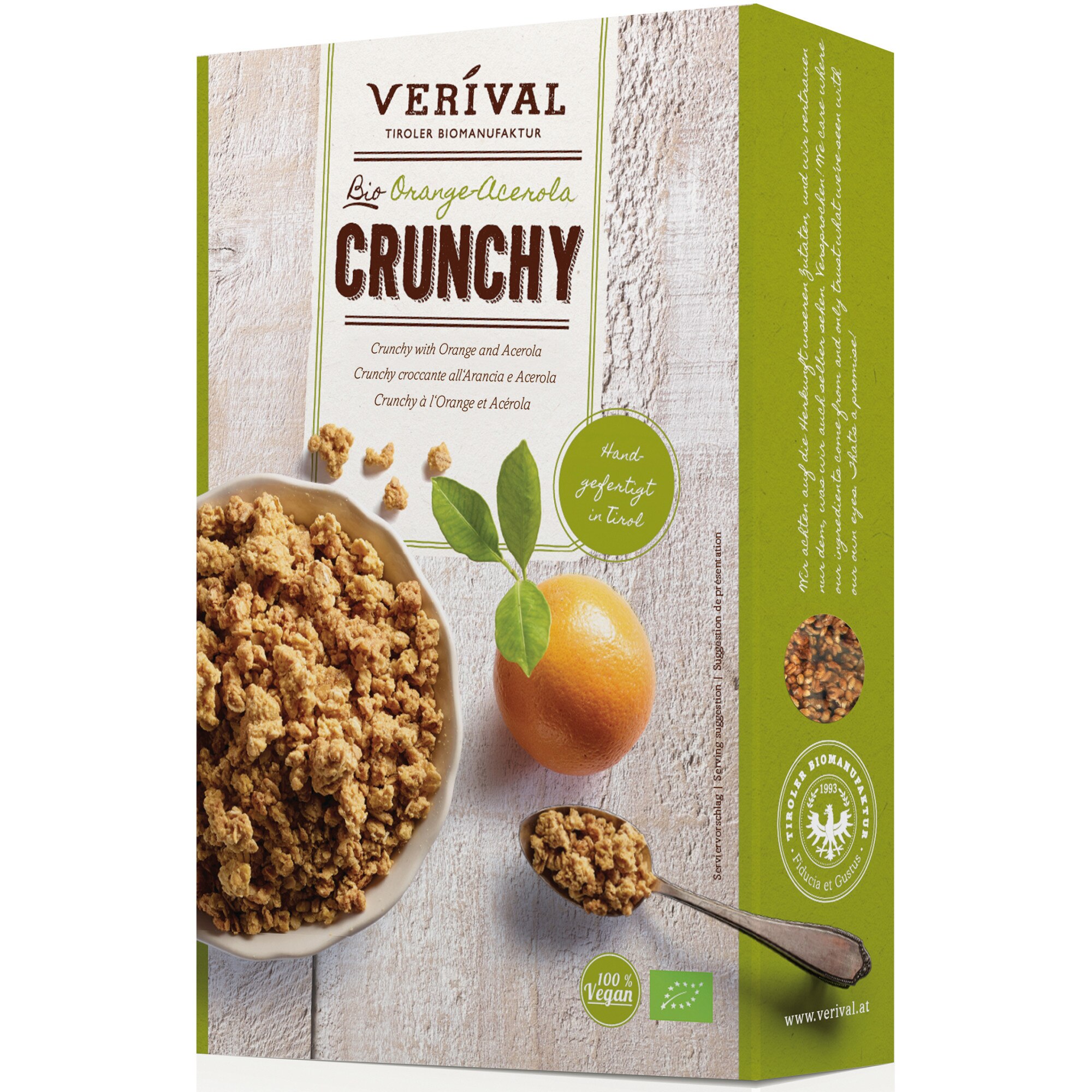 Cereale Crunchy cu portocala si acerola 325g Verival Bio