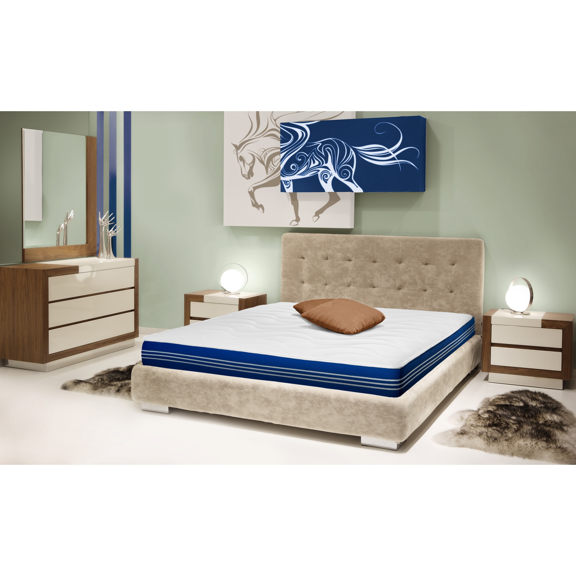 Saltea ortopedica, GREEN FUTURE, Silver Active, 140x200x21cm, spuma poliuretanica cu memorie 4cm si latex, sistem de aerisire, antimicrobian, fir cu ioni de argint, reversibila, 7 zone de confort, fermitate moale/ferma