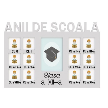Rama foto colaj, Anii de scoala, 40x27 cm, alb Rama foto colaj, Anii de scoala, 40x27 cm, alb