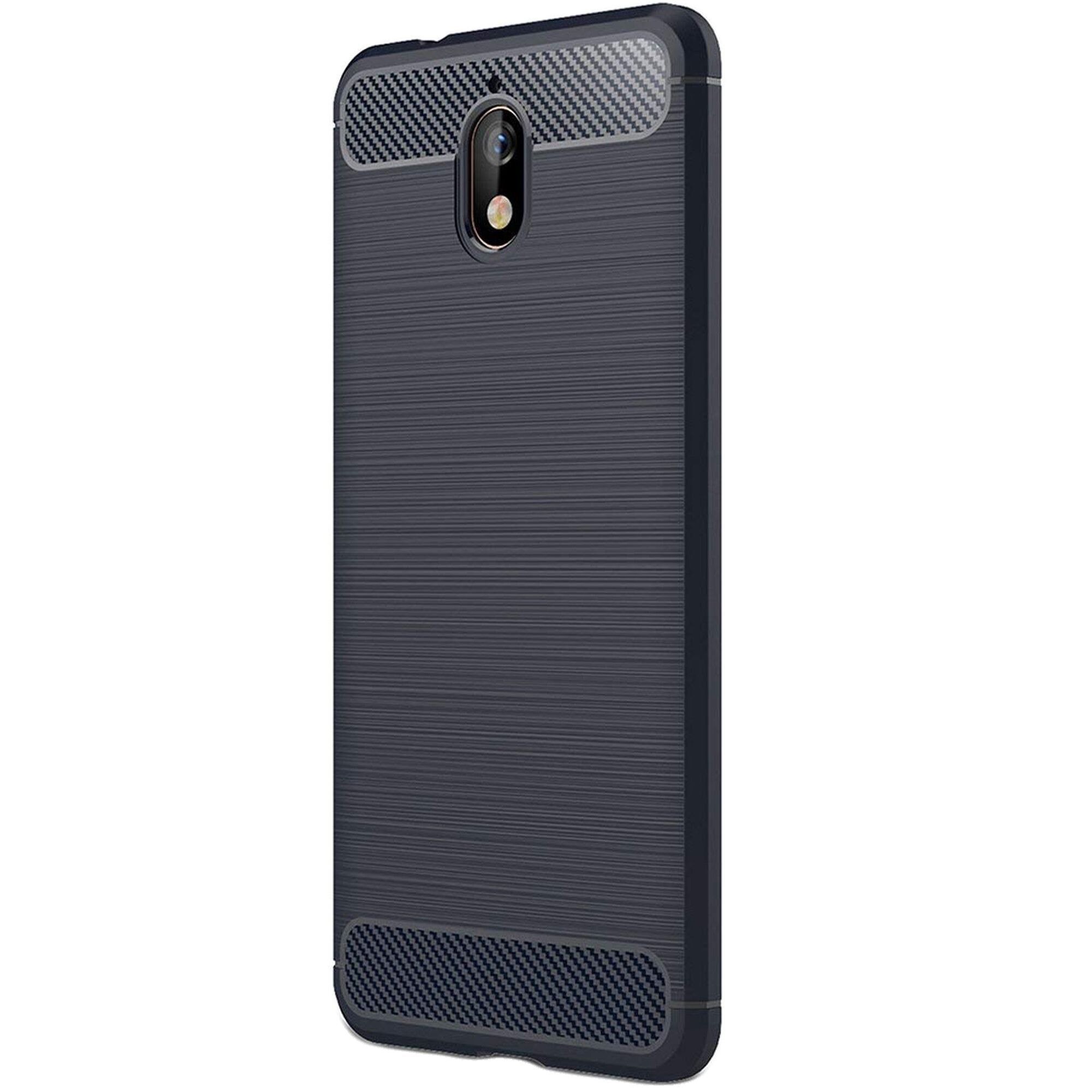 Husa Nokia 3.1 / 2018 - Silicon Tpu Carbon Fibre Brushed - albastru