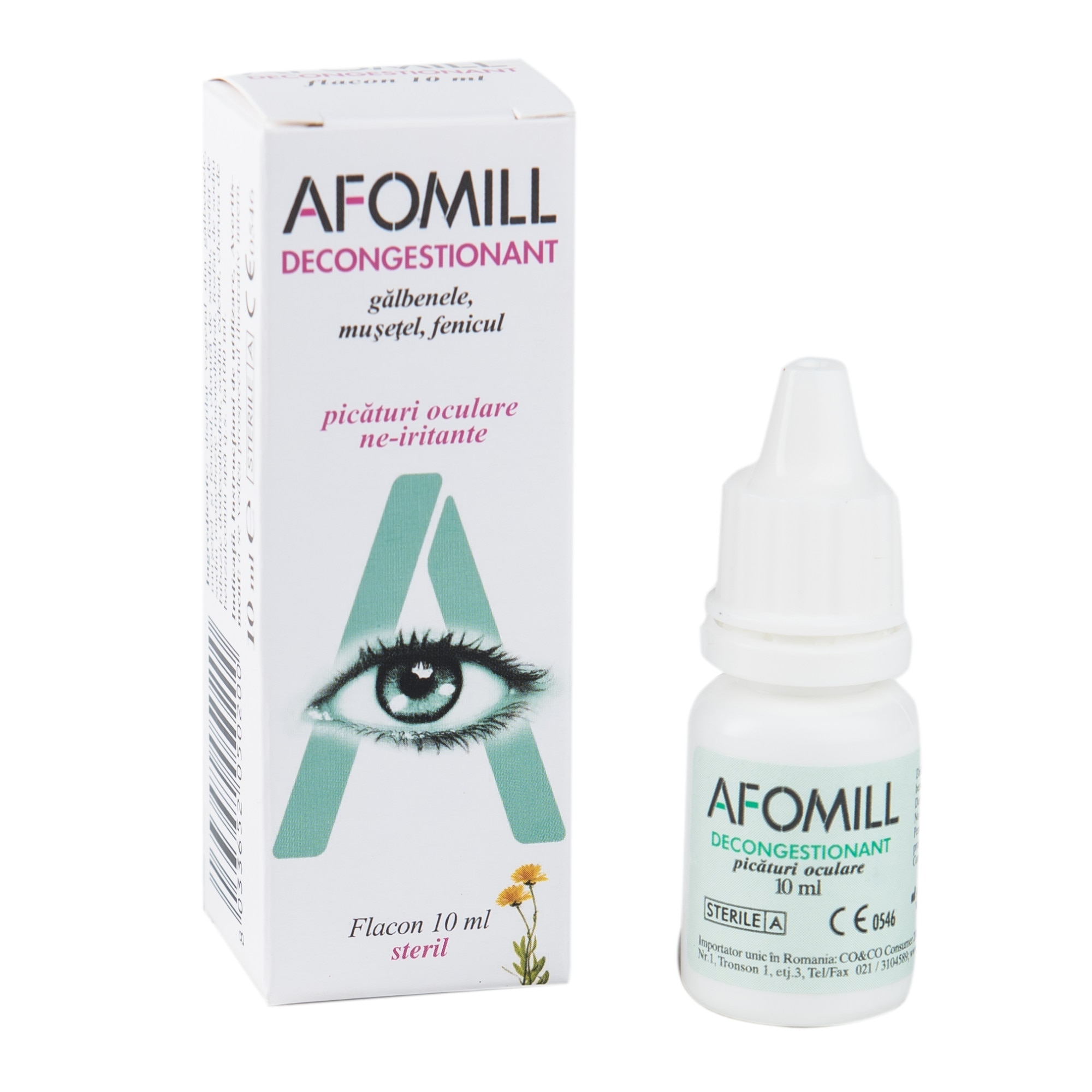 Afomill Decongestionant, picaturi pentru ochi rosii, lacrimi artificiale, 10ml