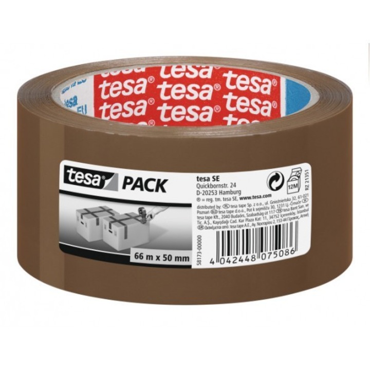 Banda adeziva maro 66 m x 48 mm solvent Tesa
