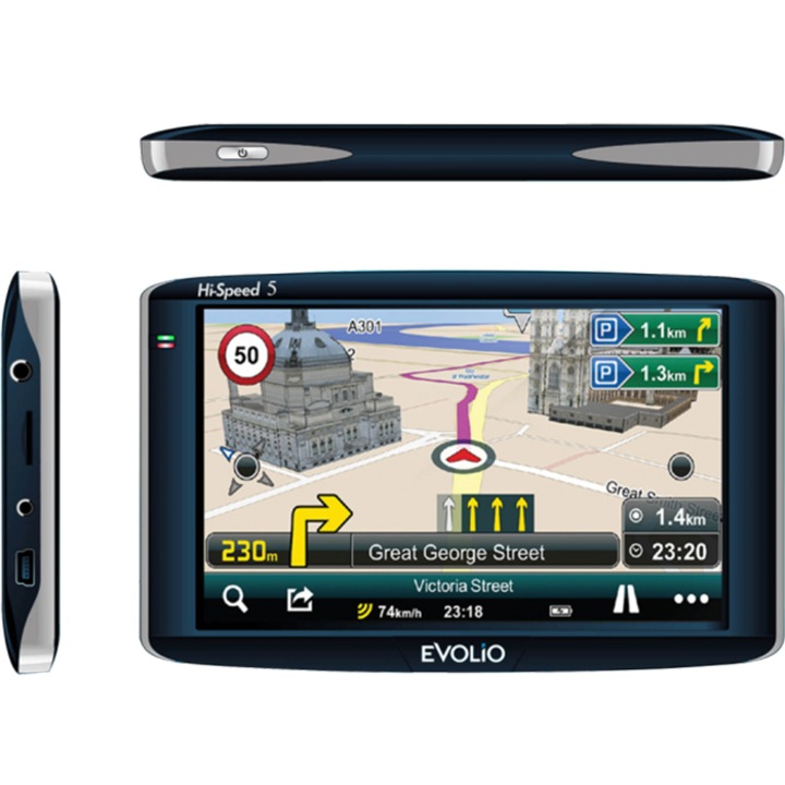 Sistem de navigatie Evolio Hi-Speed 5.0, diagonala 5", Full Europe + Actualizari gratuite pe viata