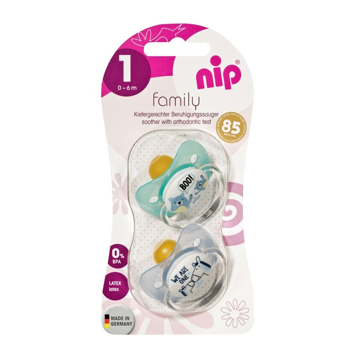 Залъгалка NIP, Family, 31000, От латекс, Размер 1, 0 - 6 месеца