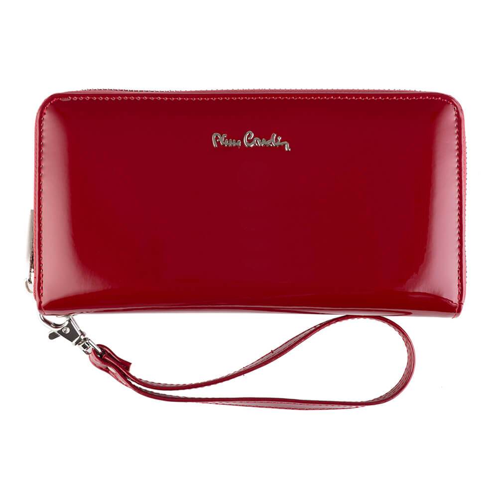 Portofel dama din piele naturala Pierre Cardin GPD045, Visiniu, Rosu, 20 cm x 10.5 cm