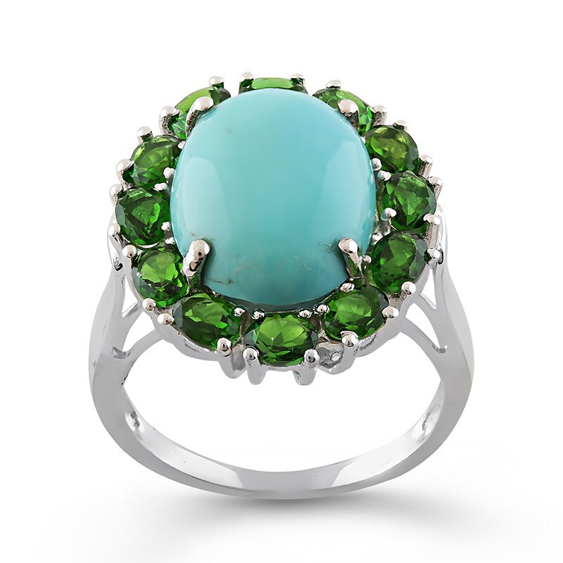 Inel Fantazzia Argint 925 Turcoaz, Cromdiopside, 61 R13418TQCD