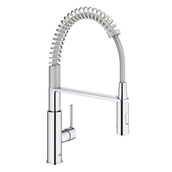 Baterie bucatarie cu dus extractibil Grohe Get, cartus ceramic, monocomanda, 1/2'', dus profesional, 2 functii spray, pivotant, crom Baterie bucatarie cu dus extractibil Grohe Get, cartus ceramic, monocomanda, 1/2'', dus profesional, 2 functii spray, pivotant, crom