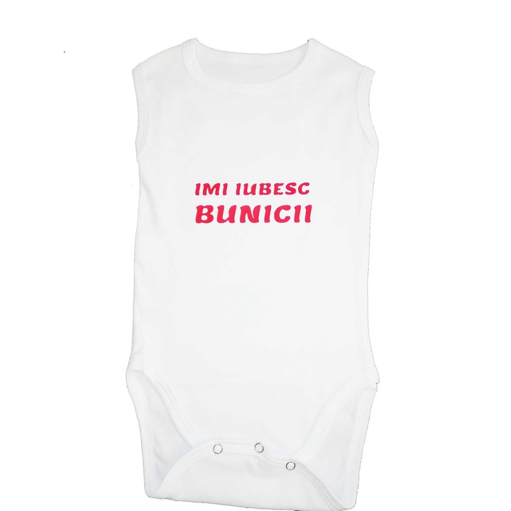 Body personalizat, tip maieu din bumbac 100%, Rosu/Alb, 62-68 CM