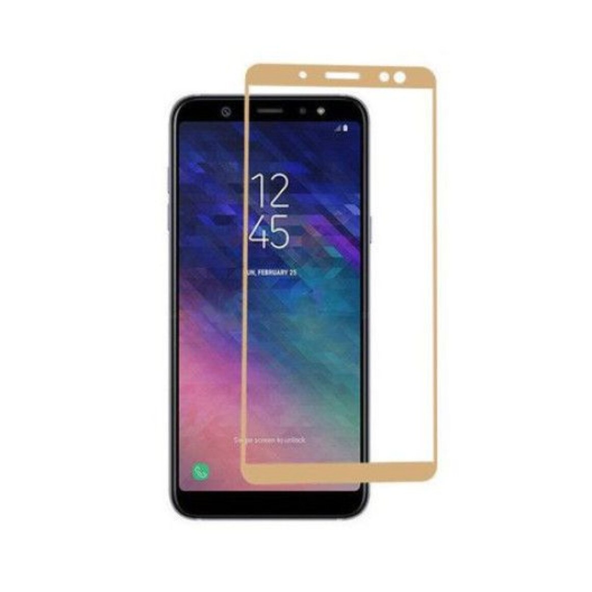Folie de sticla, fullscreen 9H pentru Samsung Galaxy A8 Plus 2018, Auriu, BBL463
