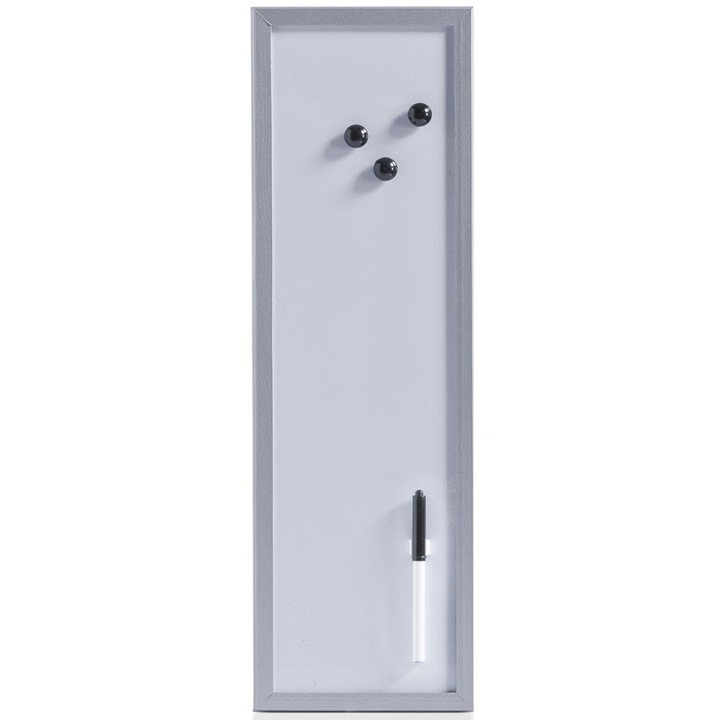Tabla magnetica Zeller, Aluminiu, 60x20 cm, Alb/Gri