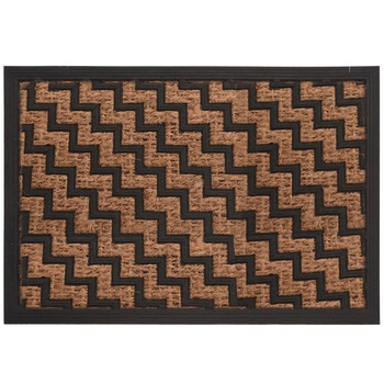 Covoras intrare Emako, Fibre de cocos, 60x40 cm, Negru/Maro Covoras intrare Emako, Fibre de cocos, 60x40 cm, Negru/Maro