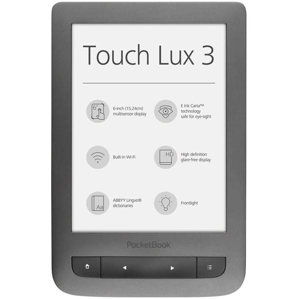 EBook четец PocketBook PB626 Touch Lux 3, 6" HD, Тъмносив - EMAG.bg