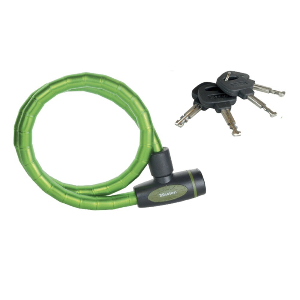 Antifurt Master Lock cablu otel calit cu cheie 1m x 18mm Verde