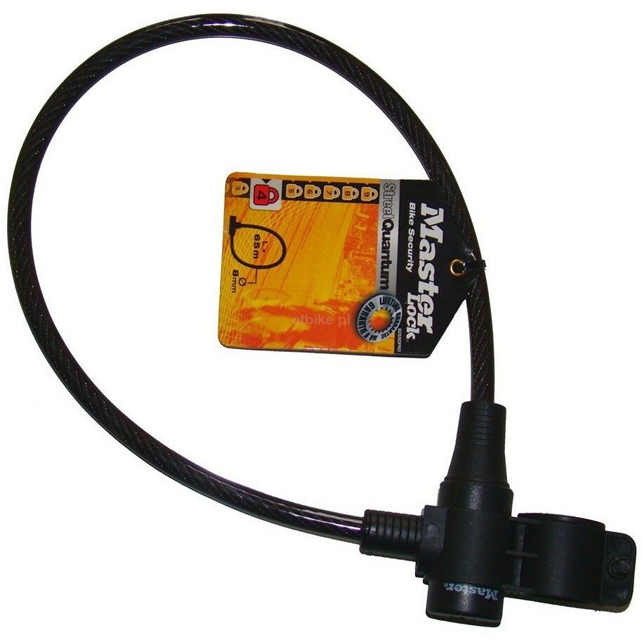 Antifurt Master Lock cablu cu cheie si suport prindere 650x 8mm Negru