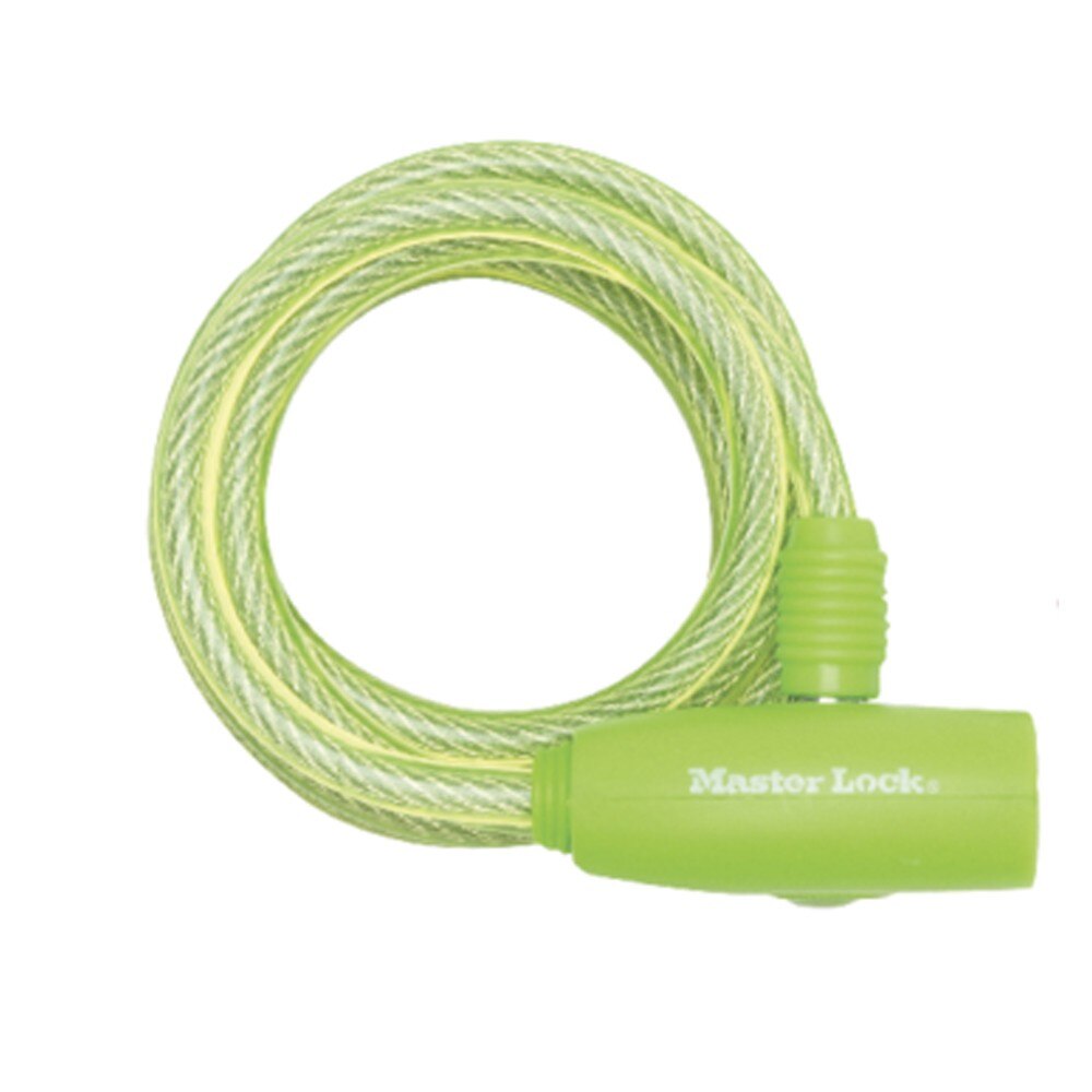 Antifurt Master Lock cablu spiralat cu cheie 1.80m x 8mm Verde