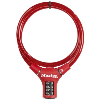 Antifurt Master Lock cablu impletit cu cifru 900 x 12mm Rosu Antifurt Master Lock cablu impletit cu cifru 900 x 12mm Rosu