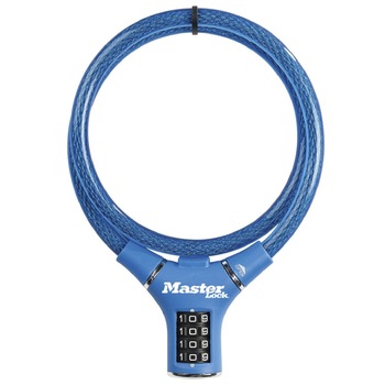 Antifurt Master Lock cablu impletit cu cifru 900 x 12mm Albastru Antifurt Master Lock cablu impletit cu cifru 900 x 12mm Albastru