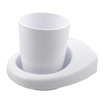 Pahar pentru periute de dinti si suport Haceka, plastic, Alb Pahar pentru periute de dinti si suport Haceka, plastic, Alb