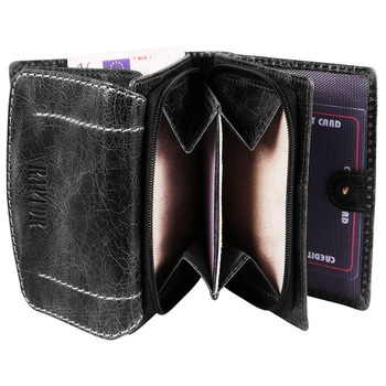 Portofel dama, Raptor, din piele naturala, negru Portofel dama, Raptor, din piele naturala, negru