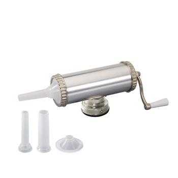 Aparat de umplut si facut carnati FLoria ZLN-2577, Capacitate 2.5Kg, Aluminiu, 3 palnii incluse Aparat de umplut si facut carnati FLoria ZLN-2577, Capacitate 2.5Kg, Aluminiu, 3 palnii incluse