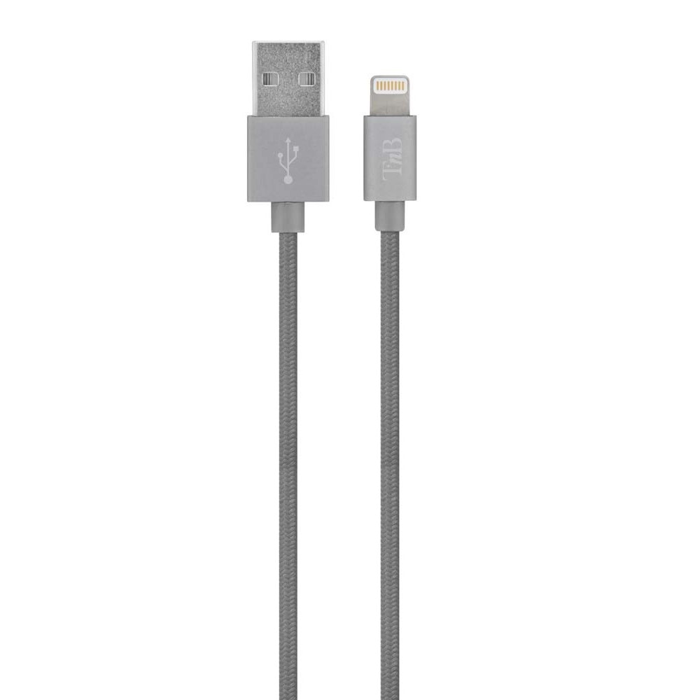 Cablu de date TnB USB/Lightning cu Licenta Apple, 2m, Gri