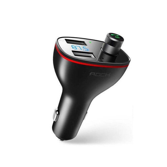 Car Kit Bluetooth RockSpace B300, FM transmitter, Dual USB charger, hands-free, Negru
