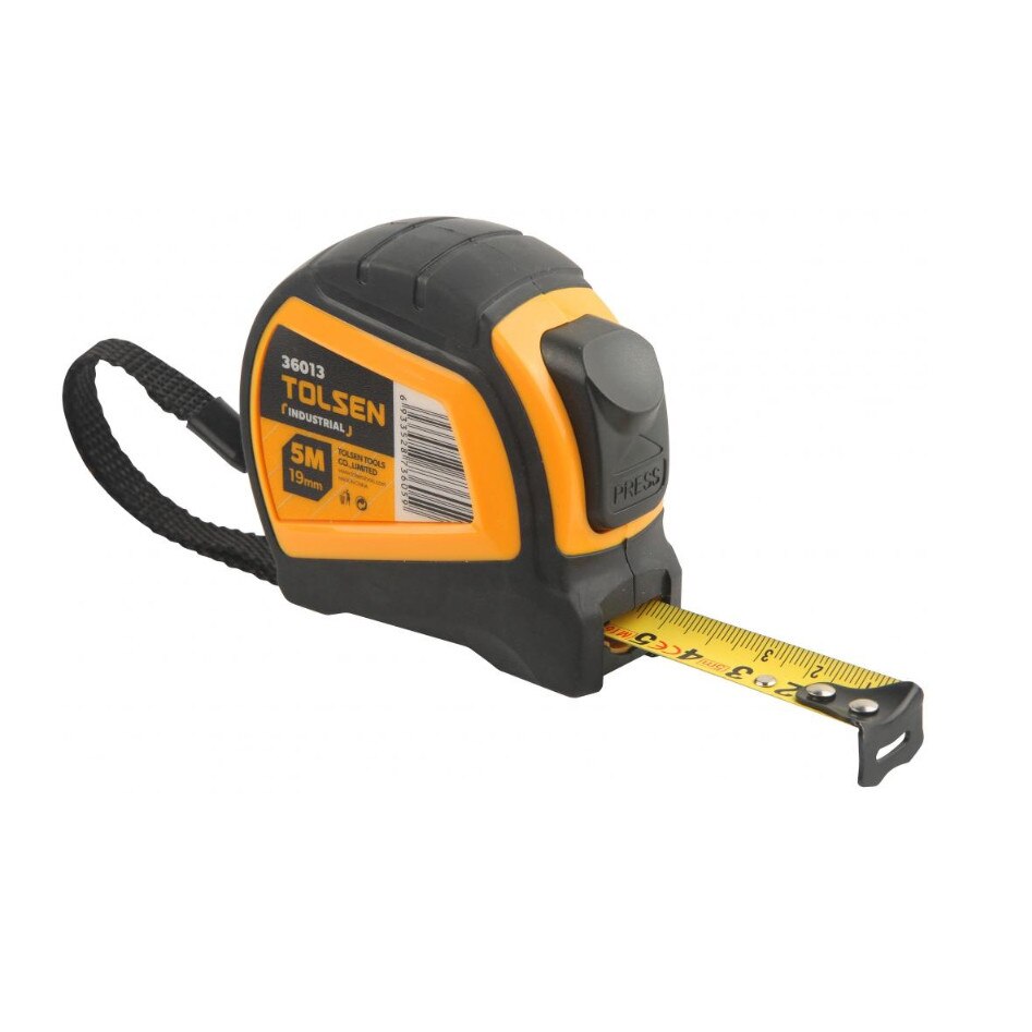 Ruleta Profesionala 10M x 25mm Tolsen, 3 butoane de oprire, functie de auto-blocare, carcasa ABS