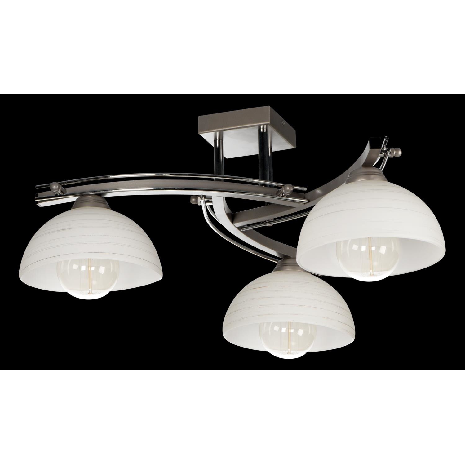 Lustra Lampex Nida 3, Metal/Sticla, Alb/Argintiu