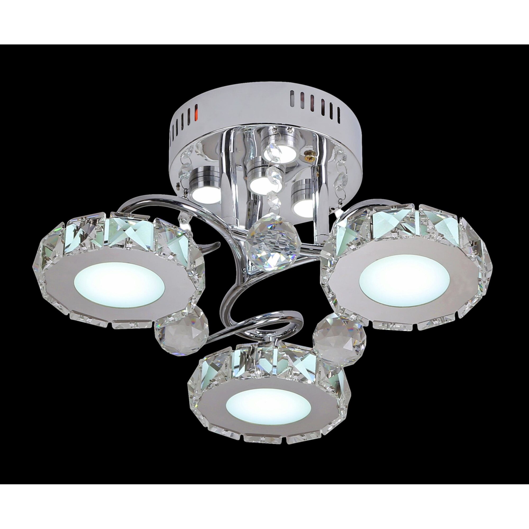 Plafoniera Liger 3 Lampex, Metal/Sticla, Alb/Argintiu