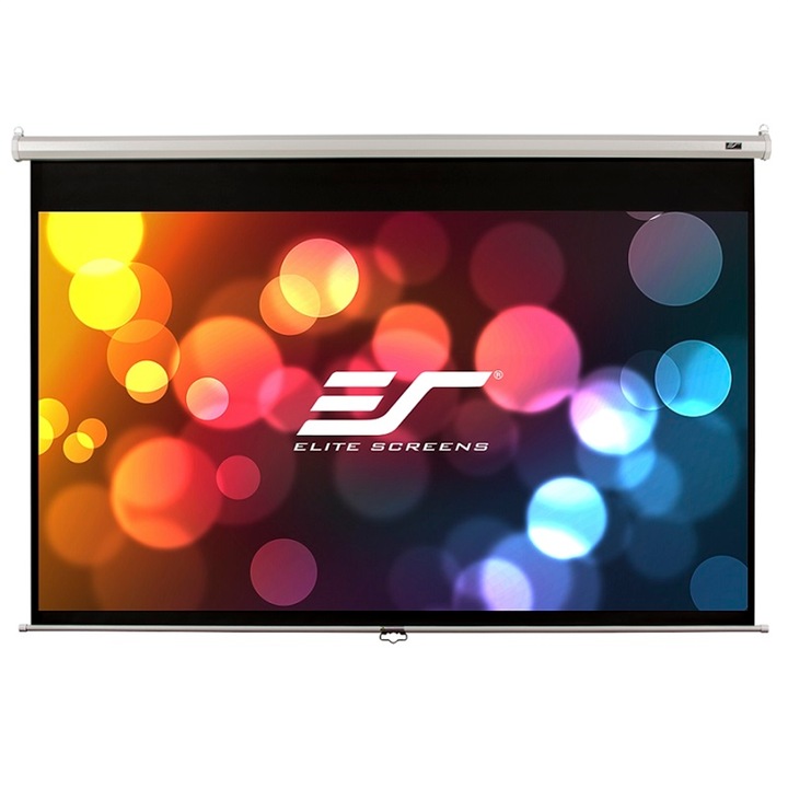 Проекторен екран 136" Elite Screens Manual M136XWS1, 243.8 х 243.8 cm, 1:1, Бял