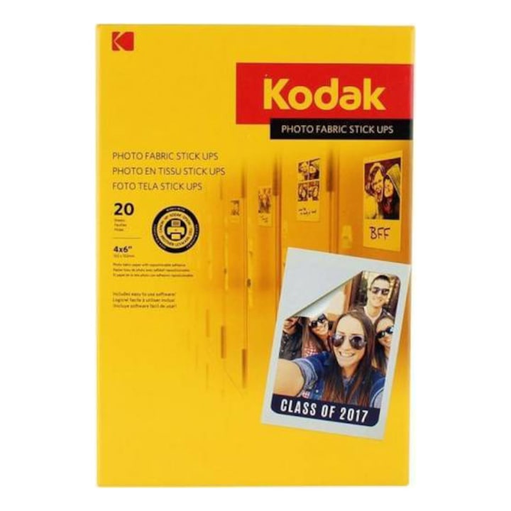 Hartie Kodak, textura canvas, stick up reaplicabil, 9x13, 255g, 20 coli