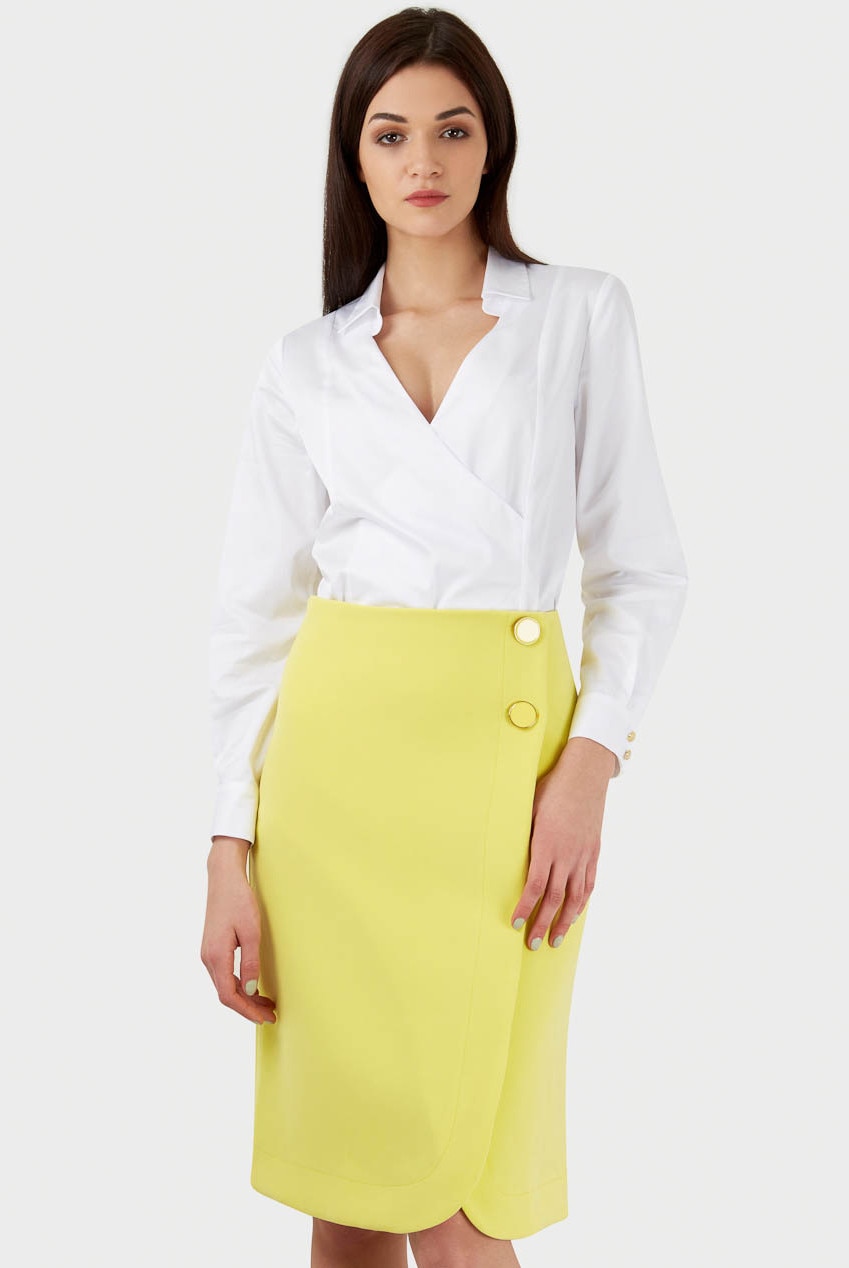 Fusta casual-eleganta,Closet London, evazat, Galben